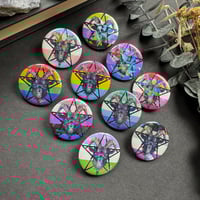Image 2 of Black Philip Pride Flag Holo Button