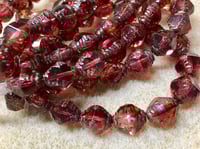 Image 2 of Facted Bicone Rosewood with Picasso Finish Carved Czech Glass Beads 10mm x 8mm 15 pcs