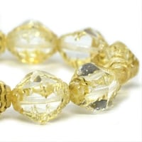 Faceted Bicone Czech Pressed Glass Beads Transparent Glass with Picasso Finish 10x8mm 15 beads