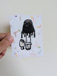 Image 2 of Inky Cap Mushroom Tiny Block Print
