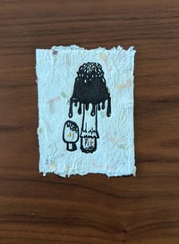 Image 1 of Inky Cap Mushroom Tiny Block Print