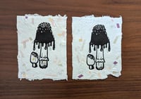 Image 3 of Inky Cap Mushroom Tiny Block Print