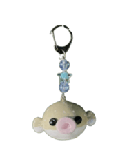 Image 3 of baby pufferfish clay keychain 🐡