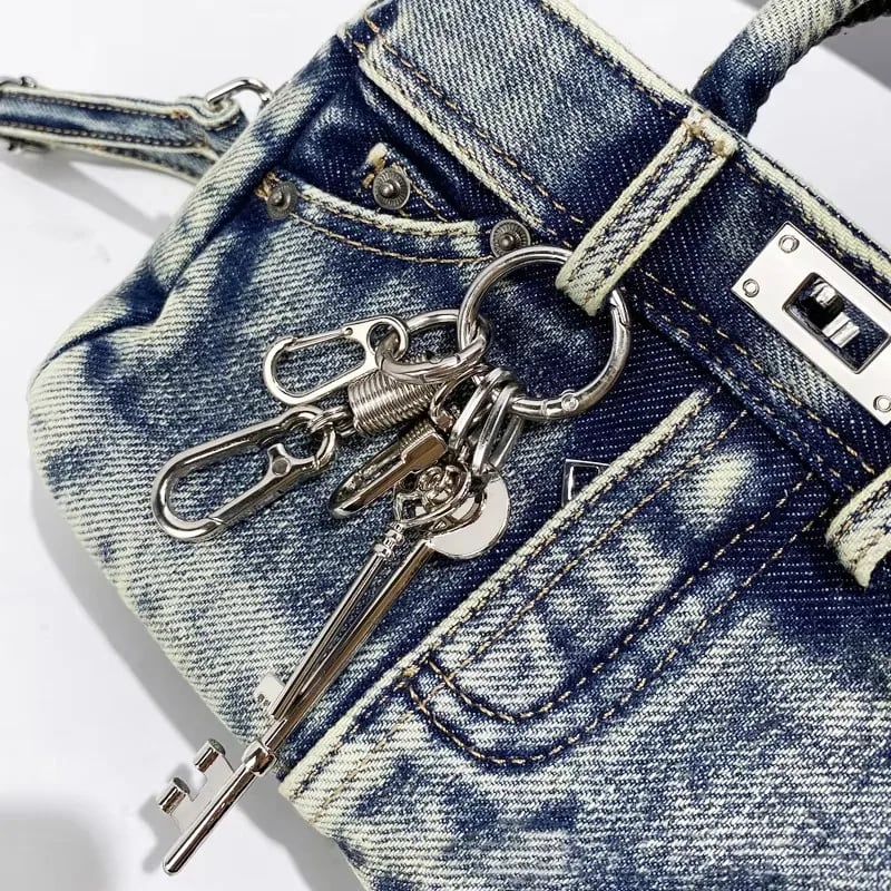 Image of Denim Lock & Key Handbag