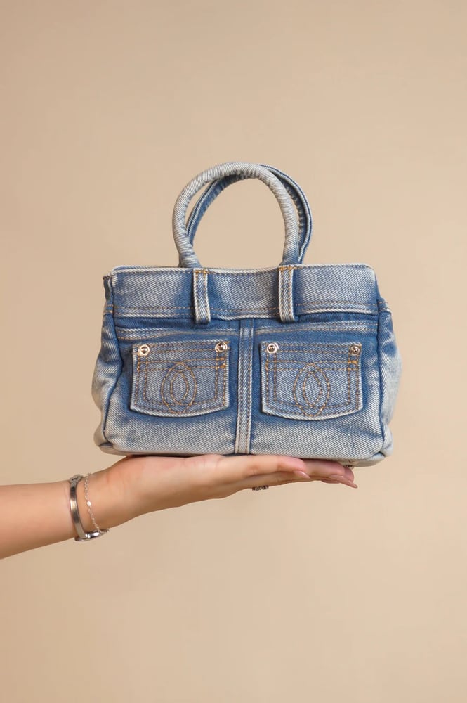 Image of Denim Lock & Key Handbag