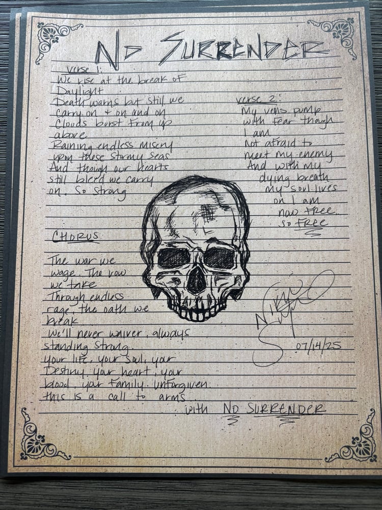 Image of Custom Hand-written Lyric Sheet
