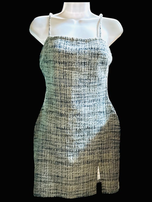 Image of (Small) Elegant Spaghetti Strap Dress With Long-Sleeve Tweed Sheath Dress