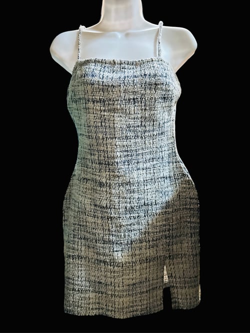 Image of (Small) Elegant Spaghetti Strap Dress With Long-Sleeve Tweed Sheath Dress
