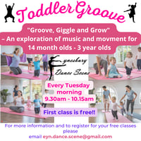 Toddler Groove: 14 months to 3 years (Tuesdays 9.30am - 10.15am)