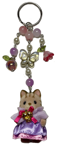 calico cat princess floral keychain ₊⊹