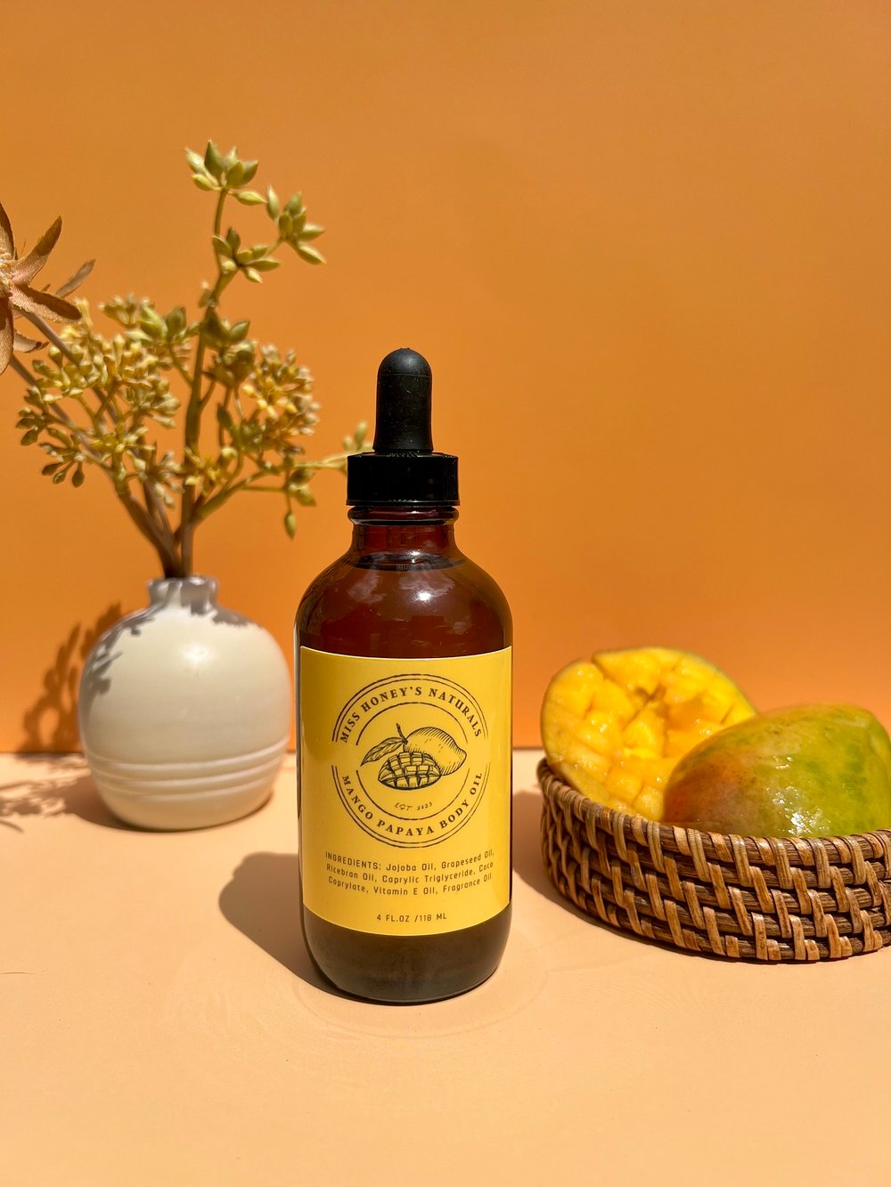 Image of 4 oz Mango Papaya Body Oil | Vegan, Sensitive Skin, Soothing