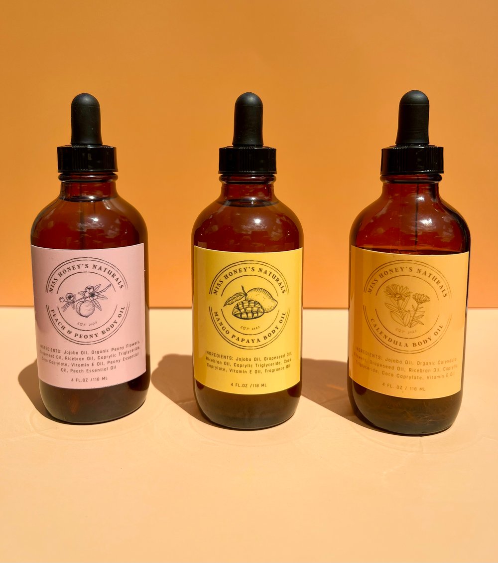Image of 4 oz Peony & Peach Body Oil | Vegan, Sensitive Skin, Soothing
