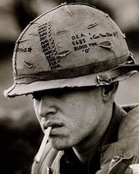 Image 18 of Vietnam USMC M-1 Helmet & 1965 Liner Mitchell Camo Cover. 1959 dated sweatband.