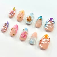 Vacation press on nails 3D art and colorful colors