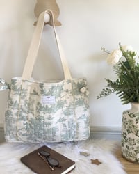 Image 1 of NOUVEAUTE: Sac cabas matelassé en toile de Jouy