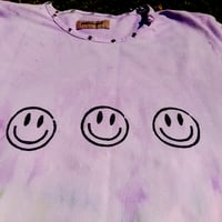 Image 2 of Upcycled Hand Printed Smiley Face Tie-Dye Top Size S