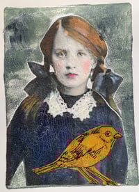 Maeve mixed media portrait  on paper original art 