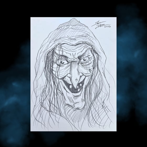 Image of WITCH HAG midnight pencil sketch 8" x 10"