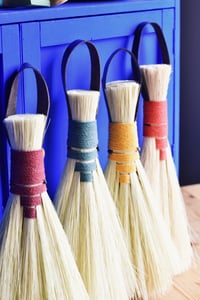 Image 2 of Tampico fibre hand brush broom with hemp and leather 