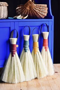 Image 1 of Tampico fibre hand brush broom with hemp and leather 