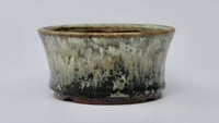 Image 2 of Round bonsai pot in a cream/green glaze. D.120mm