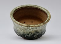 Image 5 of Round bonsai pot in a cream/green glaze. D.120mm