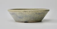 Image 1 of Round bonsai pot in a cream/grey glaze. D.128mm