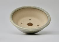 Image 4 of Round bonsai pot in a cream/grey glaze. D.128mm