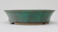 Image 3 of Round bonsai pot in a matte copper glaze. D.171mm