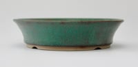 Image 4 of Round bonsai pot in a matte copper glaze. D.171mm