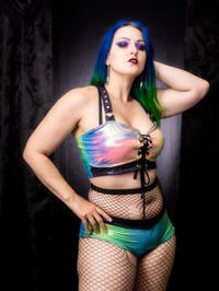 Image 3 of S/M Rainbow Crop Top and Shorts