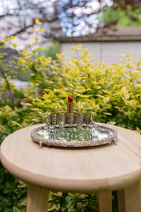 Image 1 of ornate lipstick holder & mirrored vanity tray