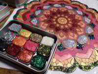 Image 1 of Magical Crafting Yule Wicca Winter Solstice Metal Palette 12 1/4 Pans Handmade Boutique Watercolo...