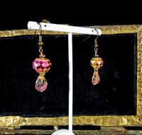 Image 1 of Glowing Flame Coated Faceted Crystals and Aurora Borealis Coated Crystal Leaf Beads Delightful Fa...