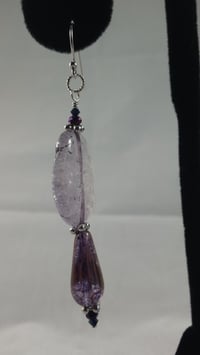 Image 2 of February Birthstone Amethyst Metallic Piccasso Finish Drops and Sterling Silver Acccents on Sterl...