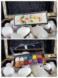Image 2 of Custom Sample Tin Flower Bouquet Metal Magnetic Palette 14 x .5 ml Mini Pan Handmade Watercolor P...