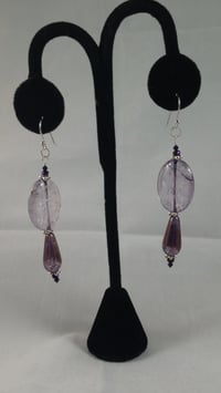 Image 3 of February Birthstone Amethyst Metallic Piccasso Finish Drops and Sterling Silver Acccents on Sterl...