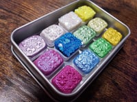 Image 3 of Magical Crafting Imbolc Wicca Spring Solstice Metal Palette 12 1/4 Pans Watercolor Paint Palette ...