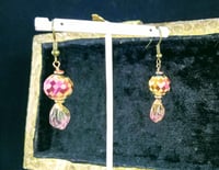 Image 3 of Glowing Flame Coated Faceted Crystals and Aurora Borealis Coated Crystal Leaf Beads Delightful Fa...