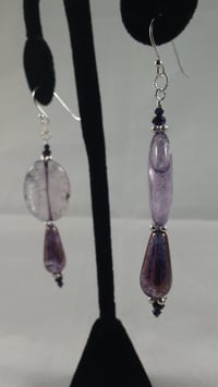 Image 4 of February Birthstone Amethyst Metallic Piccasso Finish Drops and Sterling Silver Acccents on Sterl...