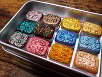 Image 4 of Magical Crafting Litha Summer Solstice Metal Magnetic Palette 12 1/4 Pans Watercolor Handmade Bou...