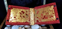 Image 4 of Red Dia de Los Muertos Skulls Makeup Shrine Rhinestones and Foiled Artisinal Paper Calaveras Hand...