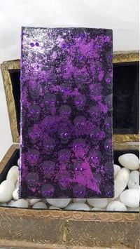 Image 1 of Purple Aurora Borealis Rhinestoned Violet Metallic Foil Skull Self Care Shrine Handmade Magnetic ...