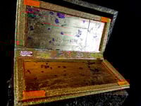 Image 3 of Japanese Flowers Shrine Rhinestoned and Green Holo Glittered Handmade Paper Gold and Purple Foil ...