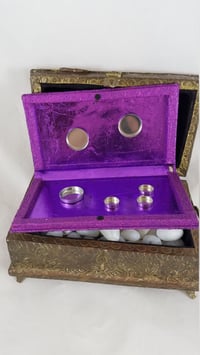 Image 4 of Purple Aurora Borealis Rhinestoned Violet Metallic Foil Skull Self Care Shrine Handmade Magnetic ...