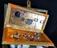 Image 4 of Japanese Flowers Shrine Rhinestoned and Green Holo Glittered Handmade Paper Gold and Purple Foil ...