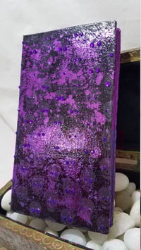 Image 6 of Purple Aurora Borealis Rhinestoned Violet Metallic Foil Skull Self Care Shrine Handmade Magnetic ...