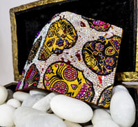 Image 4 of Scintillating Rhinestoned Makeup Shrine Dia de Los Muertos Skulls Calaveras Handmade Magnetic Mak...