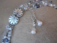 Image 2 of Superstar Six Strand Pearl Swarovski Crystal and Sterling Silver Necklace