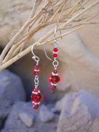 Image 3 of Sterling Silver and Blood Ruby Red Swarovski Three Strand Victorian Fantasy Cosplay Steampunk Got...